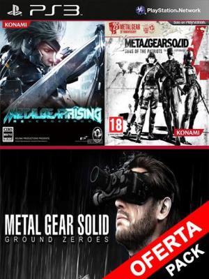 3 juegos en 1 Metal Gear Solid V Ground Zeroes Mas Metal Gear Rising Revengeance Mas Metal Gear Solid 4 Guns of the Patriots PS3