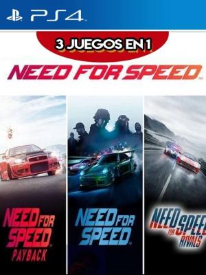 3 JUEGOS EN 1 NEED FOR SPEED PAYBACK MAS NEED FOR SPEED MAS NEED FOR SPEED RIVALS PS4